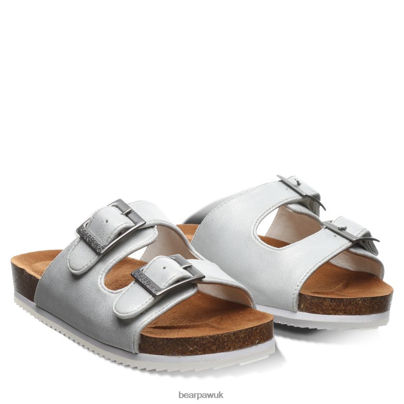 Sandals UK BEARPAW Kids Brooklyn Youth White Metallic 44J6625