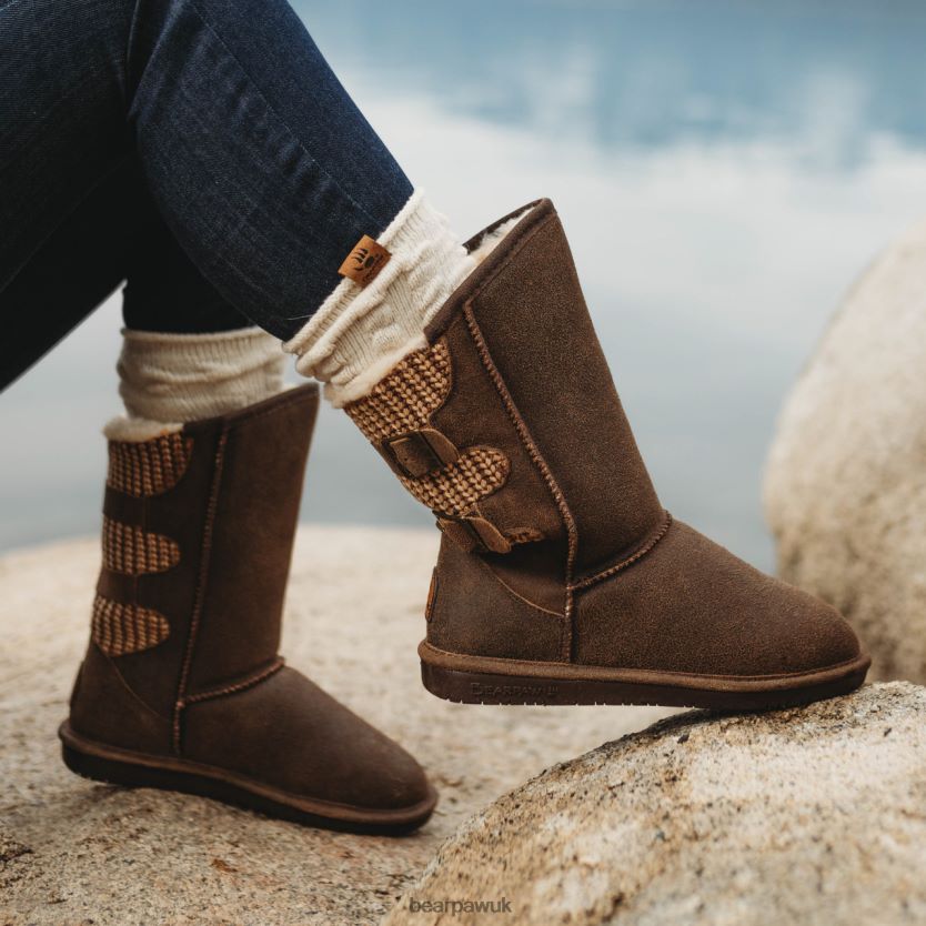 Boots UK BEARPAW Women Boshie Wide Chestnut Distressed 44J6256