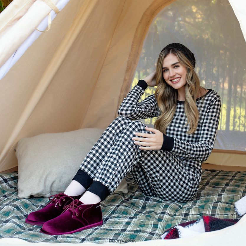 Boots UK BEARPAW Women Skye Burgundy Velvet 44J635