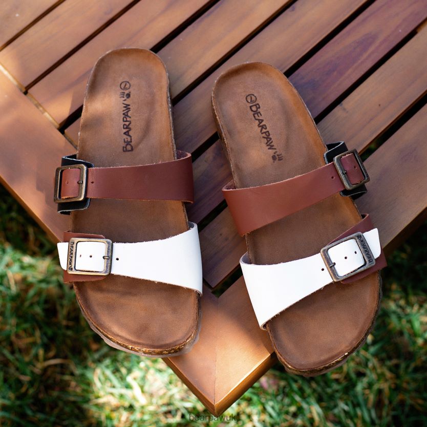 Sandals UK BEARPAW Women Julieta II Saddle/White 44J6371