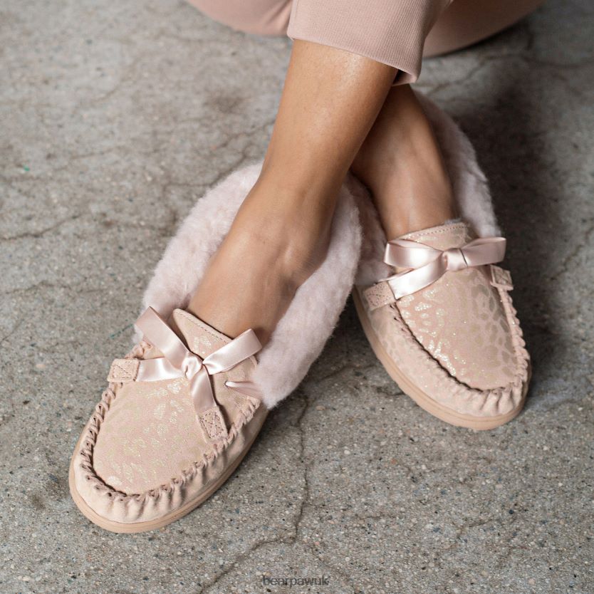 Slippers UK BEARPAW Women Indio Exotic Pink Leopard Glitter 44J6300