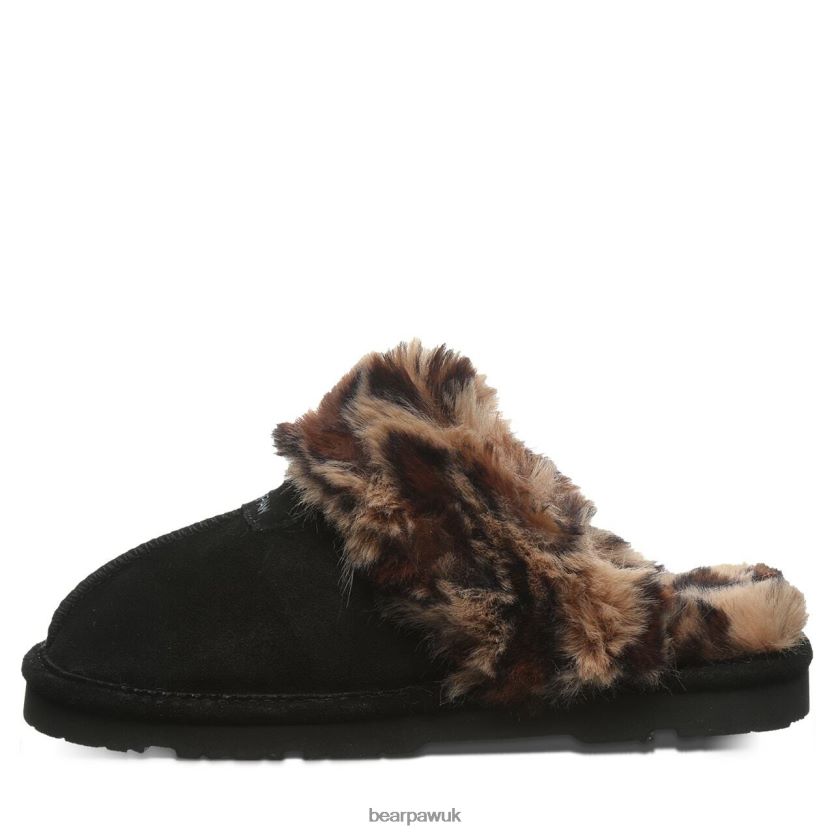 Slippers UK BEARPAW Women Loki Black/Leopard Fur 44J6304