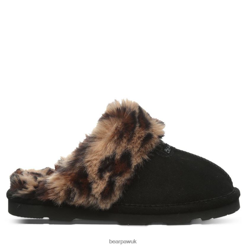 Slippers UK BEARPAW Women Loki Black/Leopard Fur 44J6304
