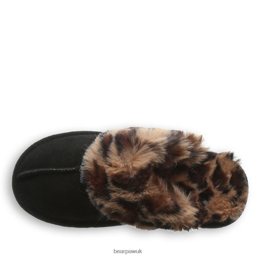 Slippers UK BEARPAW Women Loki Black/Leopard Fur 44J6304