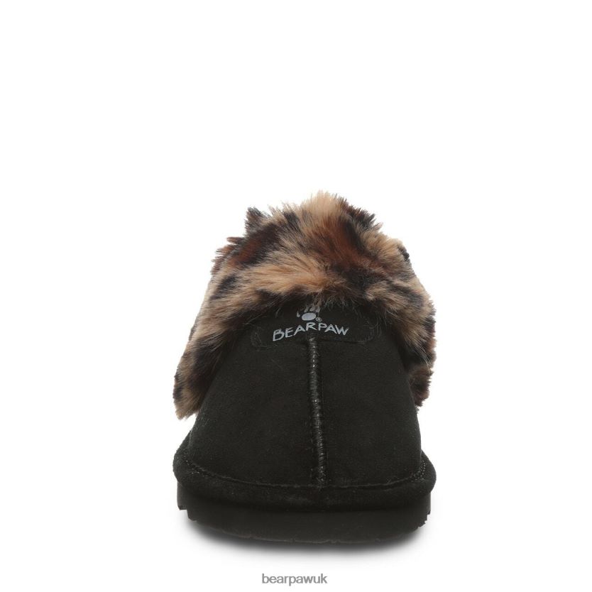 Slippers UK BEARPAW Women Loki Black/Leopard Fur 44J6304