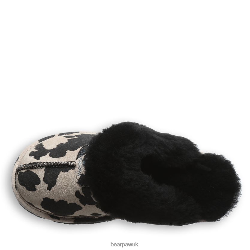 Slippers UK BEARPAW Women Loki Exotic Black Cow Print 44J6293