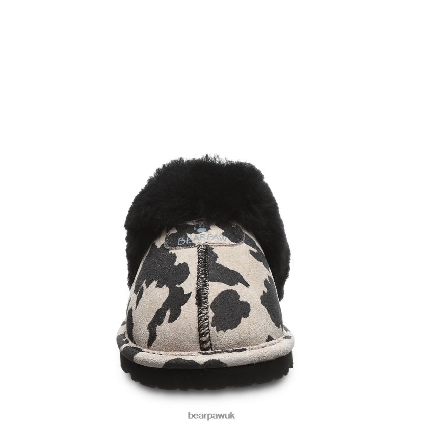 Slippers UK BEARPAW Women Loki Exotic Black Cow Print 44J6293