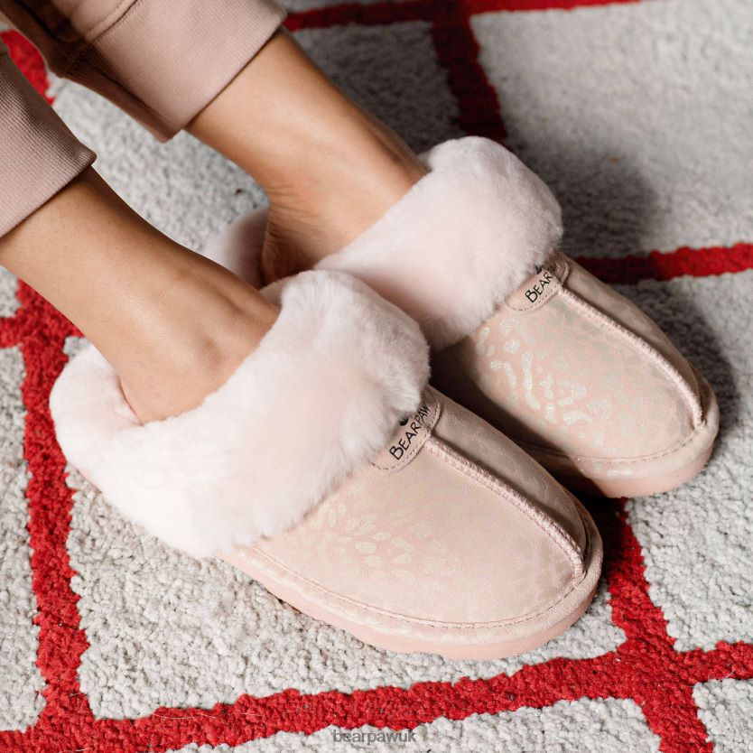 Slippers UK BEARPAW Women Loki Exotic Pink Leopard Glitter 44J6267