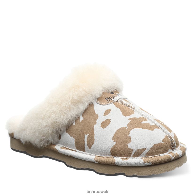 Slippers UK BEARPAW Women Loki Exotic Tan Cow Print 44J6265