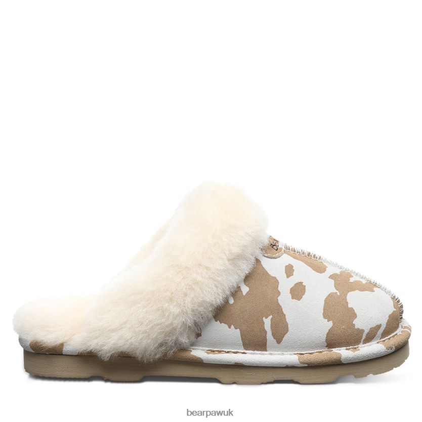 Slippers UK BEARPAW Women Loki Exotic Tan Cow Print 44J6265