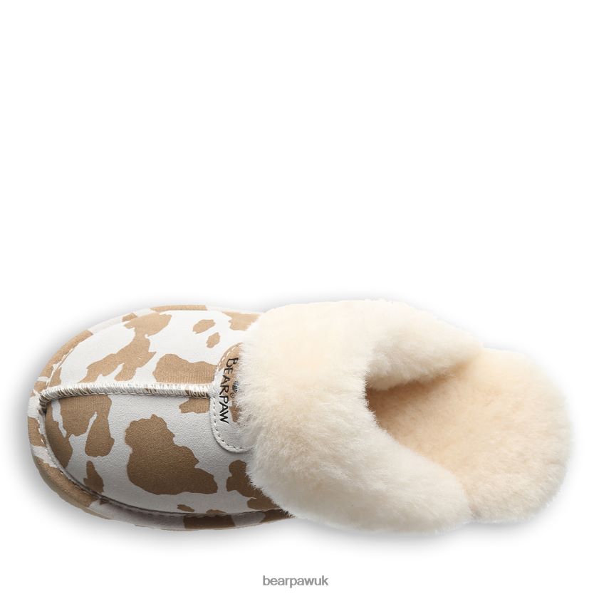 Slippers UK BEARPAW Women Loki Exotic Tan Cow Print 44J6265
